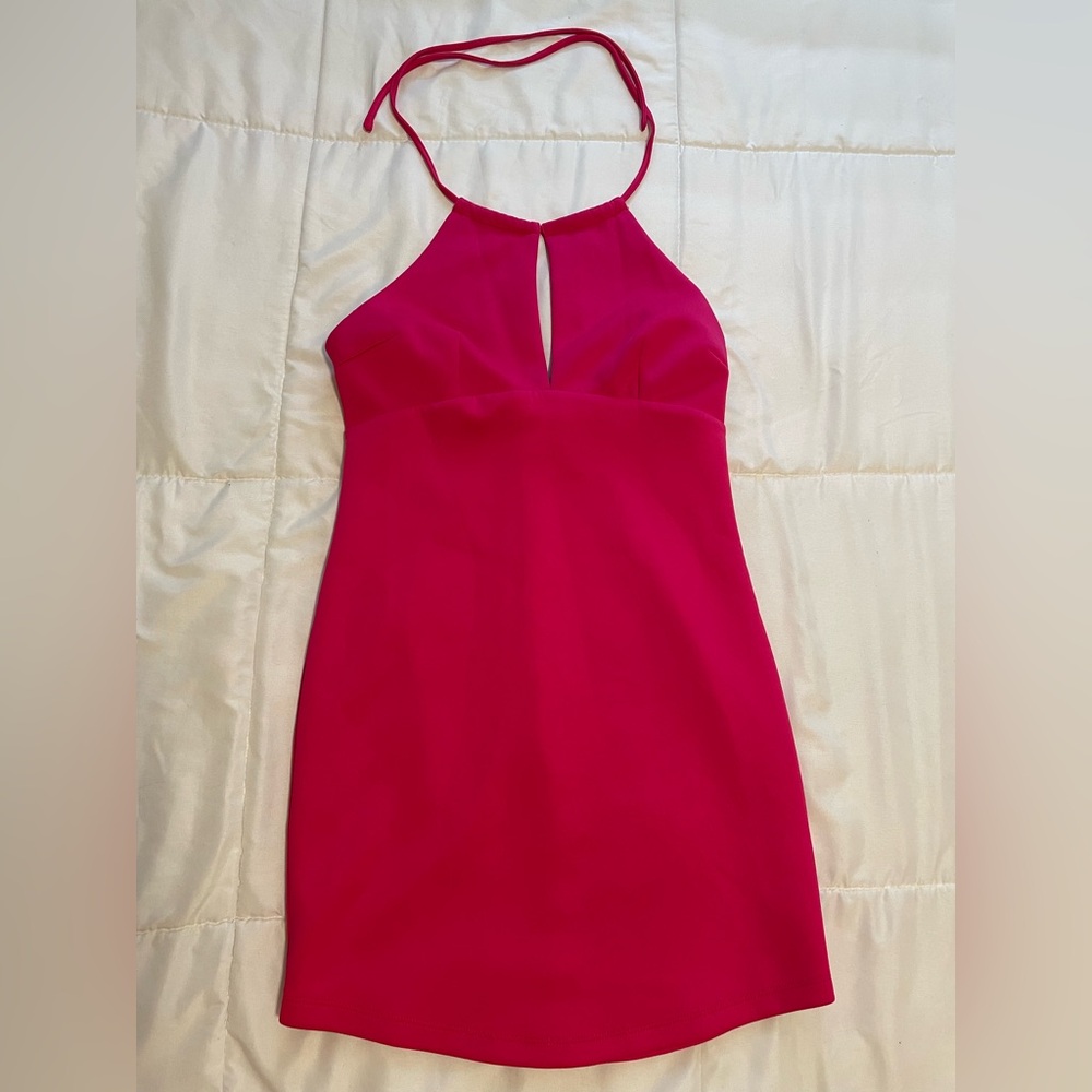 Elegant Pink Halter Dress